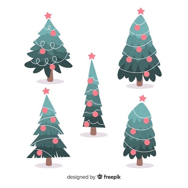 Free Vector | Collection of hand drawn christmas tree