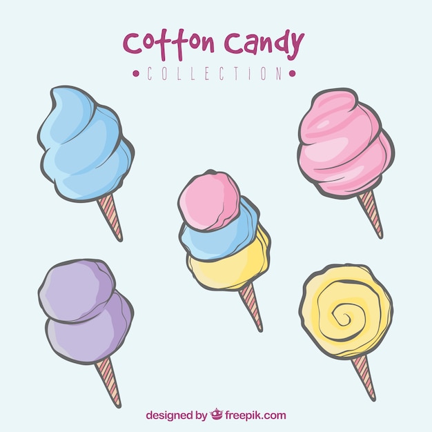 Free Vector | Collection of hand drawn cotton candy