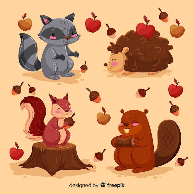 Free Vector | Collection of hand drawn forest animals