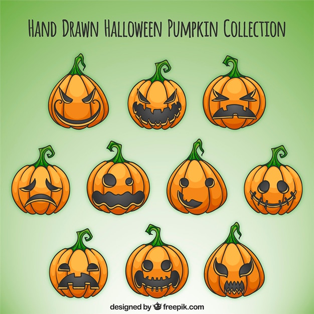 Free Vector | Collection of hand-drawn halloween pumpkin