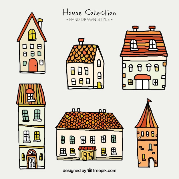 Free Vector | Collection of hand-drawn houses