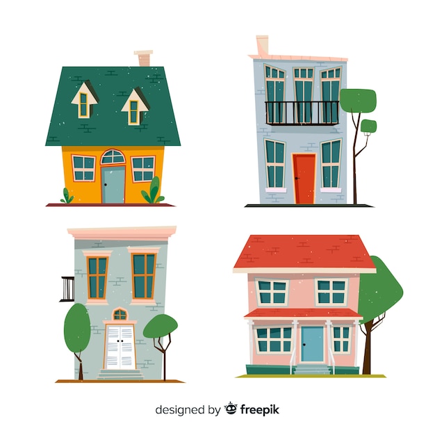 Free Vector | Collection of hand drawn houses