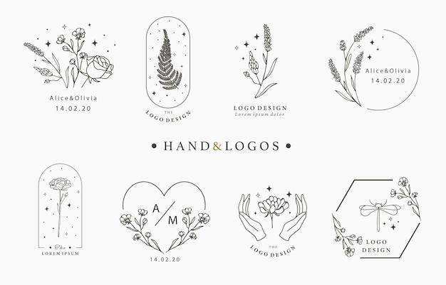 Collection of hand drawn logotypes Premium Vector