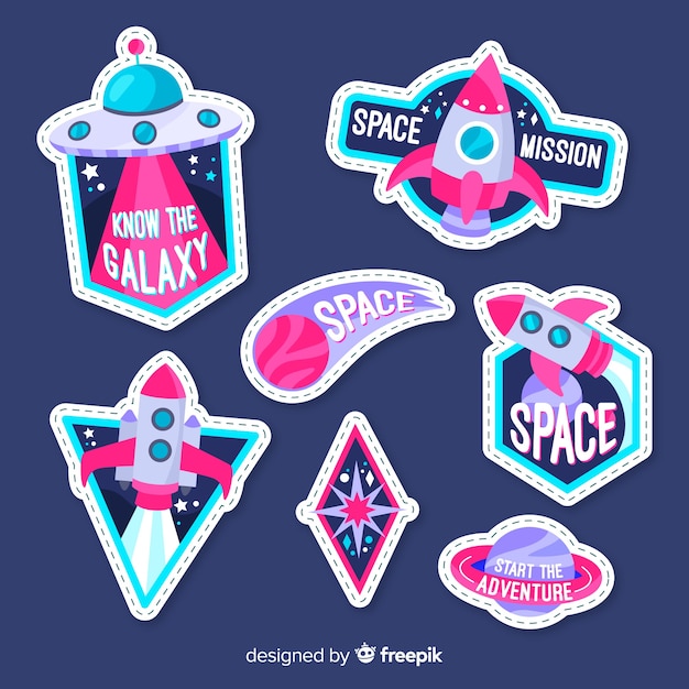 Free Vector | Collection of hand drawn space stickers