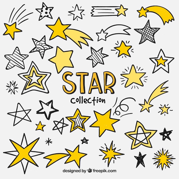 Collection Of Hand Drawn Star Free Vector