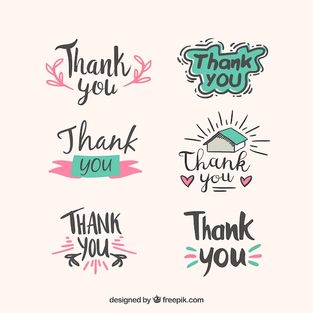 Premium Vector Collection Of Hand Drawn Thank You Stickers