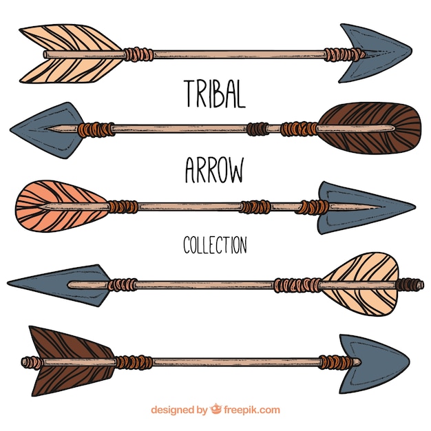 Free Vector Collection Of Hand Drawn Tribal Arrows 1733