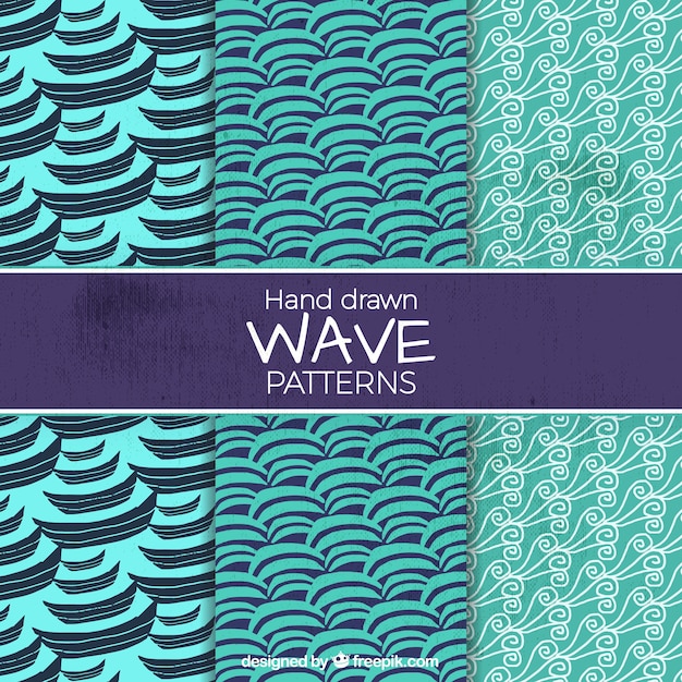 Download Free Vector | Collection of hand-drawn wave patterns