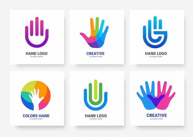 Premium Vector | Collection of hand logo templates