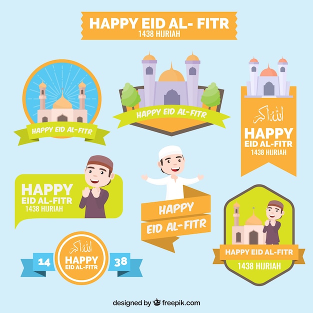 Premium Vector Collection Of Happy Eid Al Fitr Stickers