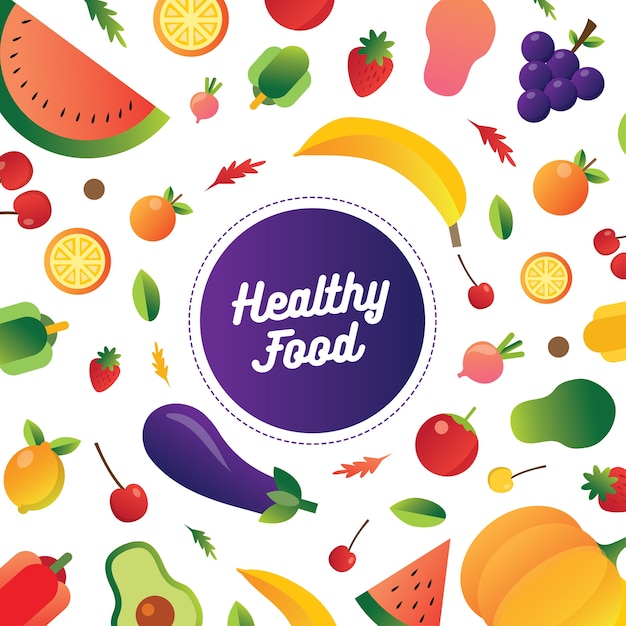 Premium Vector | Collection of healthy fruits and food illustration for ...