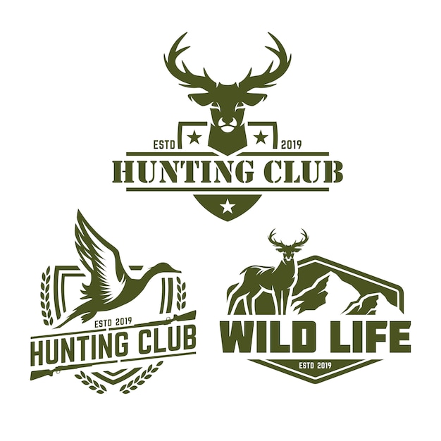 Collection Of Hunting Logo Pack Premium Vector