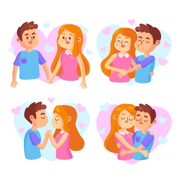 Free Vector | Collection of illustrated cute couple