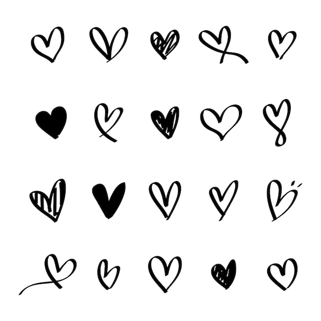 Collection of illustrated heart icons Free Vector