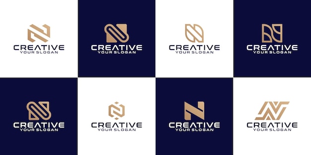  Collection of initial letter n monogram logo design template