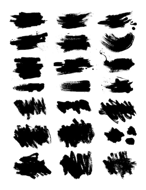 Premium Vector Collection Of Ink Brush Strokes Set Of Vector Grunge Brushes Dirty Textures