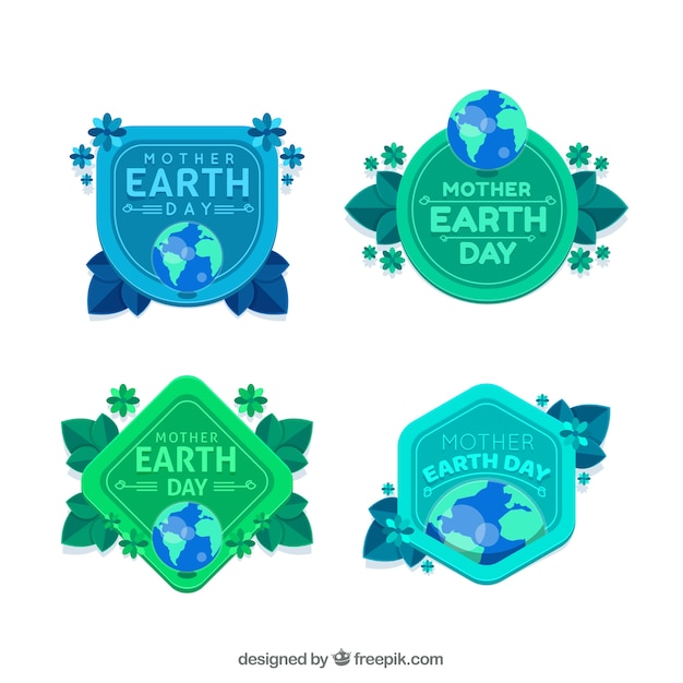free-vector-collection-of-international-earth-day-badges-in-flat-design