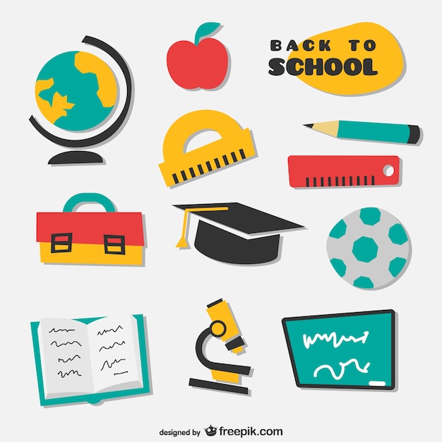 Download Collection of irregular drawn school icons Vector | Free ...