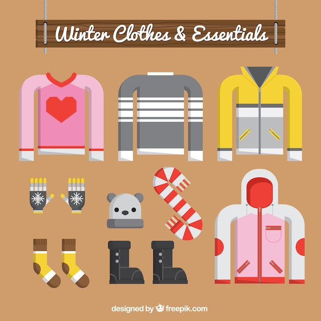 Free Vector | Collection of jerseys and winter elements