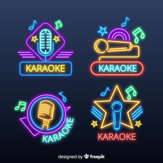 Free Vector | Collection of karaoke neon lights