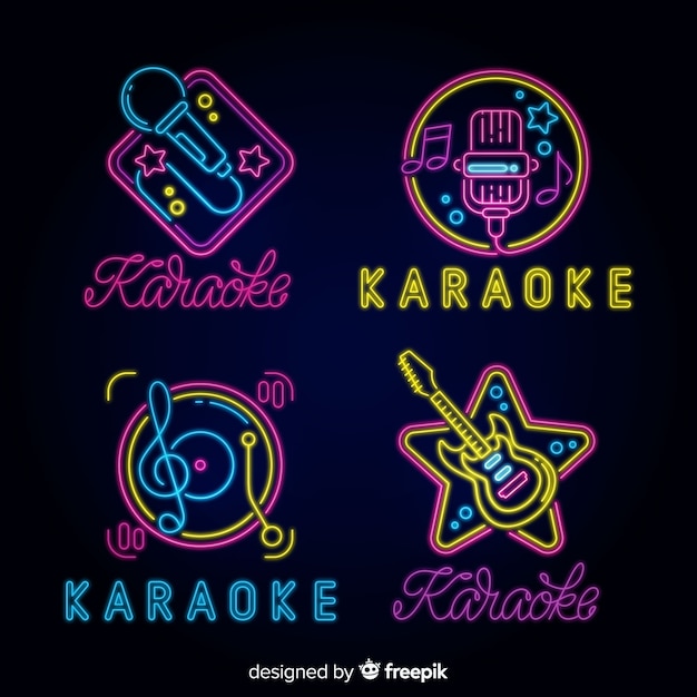 Free Vector Collection Of Karaoke Neon Lights