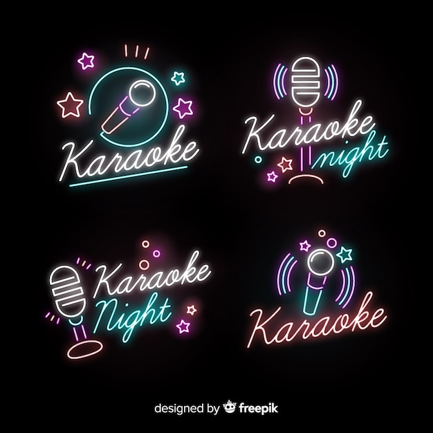 Collection of karaoke neon lights Vector | Free Download