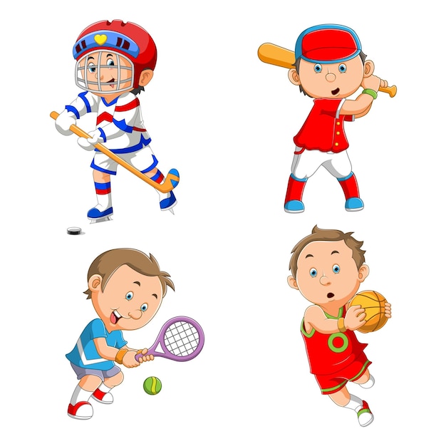 Premium Vector | The collection of kids playing various sport of ...