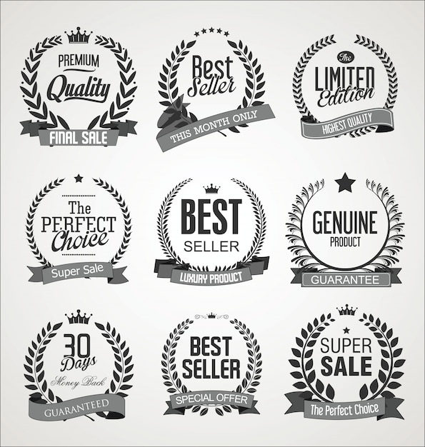 Download Premium Vector Collection Of Laurel Wreath Retro Vintage