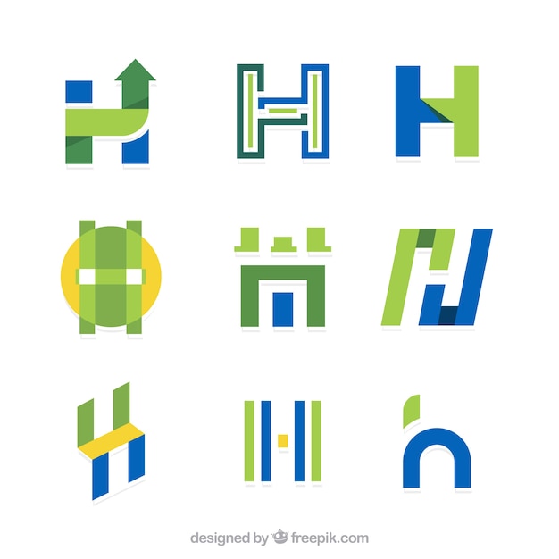 Collection of letter "h" logo in flat design Vector | Free Download