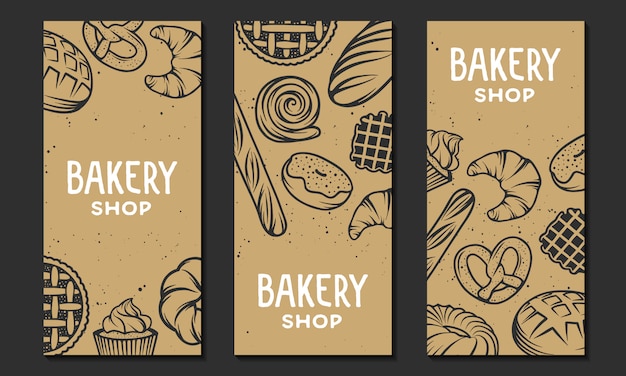 Collection of linear design vertical banners Premium Vector