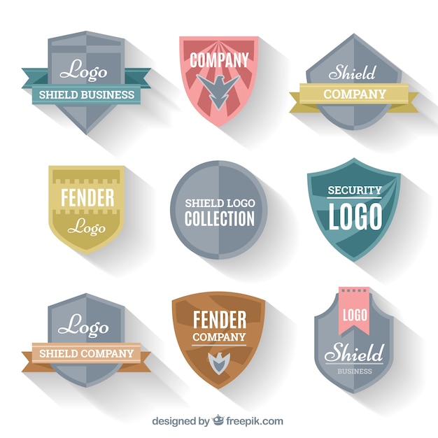 premium-vector-collection-of-logos-shields-in-flat-design