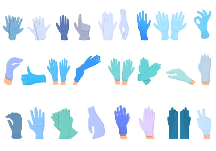 Premium Vector | Collection of medical gloves icons isolated on white