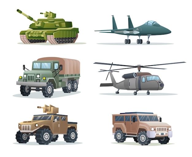 Premium Vector Collection of military army vehicles transportation isolated...