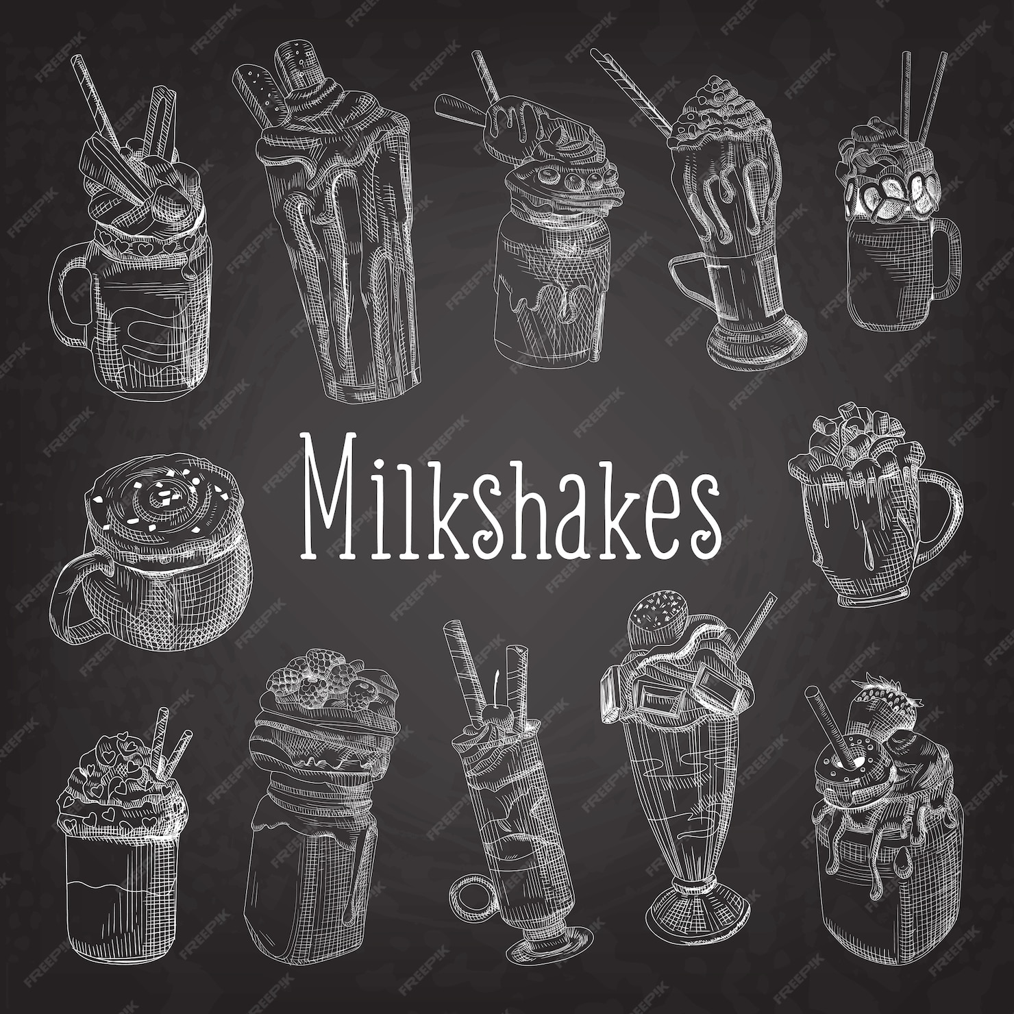 Premium Vector | Collection of milkshakes