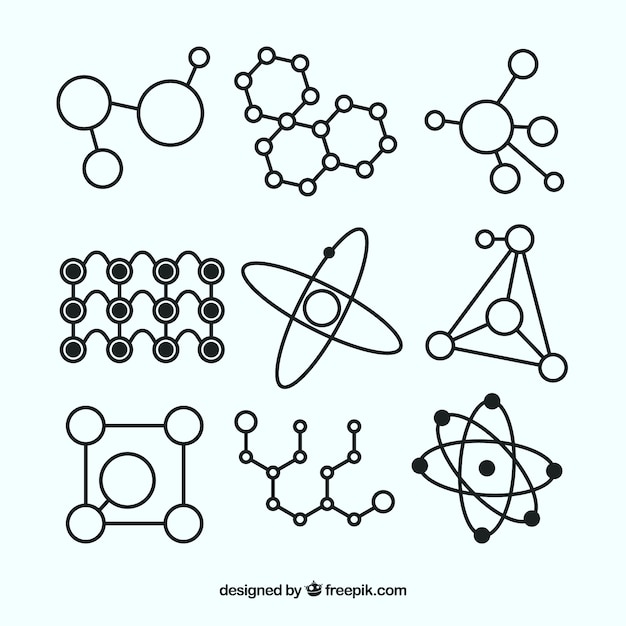 Collection of molecule structures Free Vector