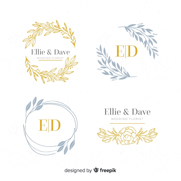 Collection of monogram wedding logos | Free Vector