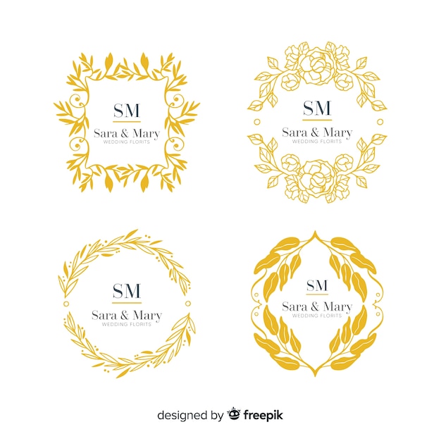 Download Collection of monogram wedding logos | Free Vector