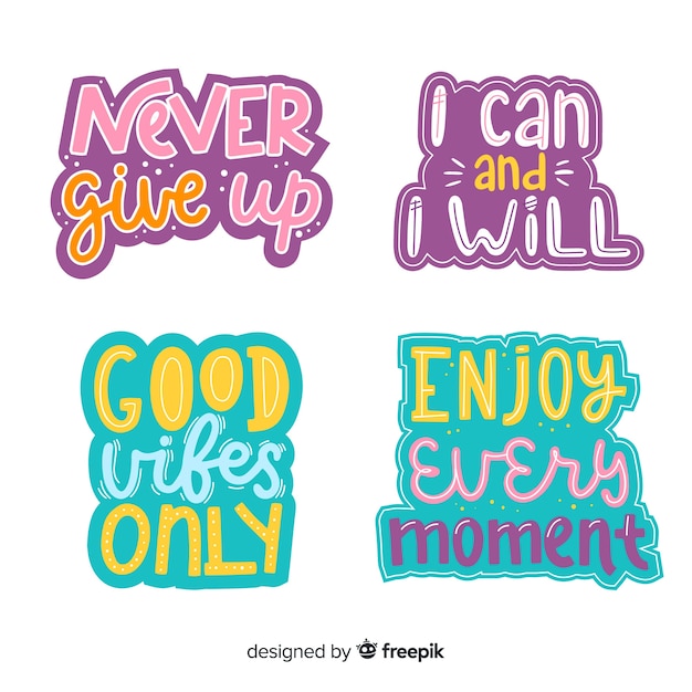 free vector collection of motivational lettering stickers