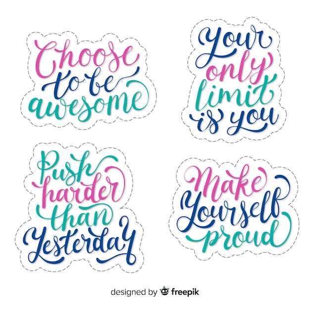 collection of motivational lettering stickers vector free download