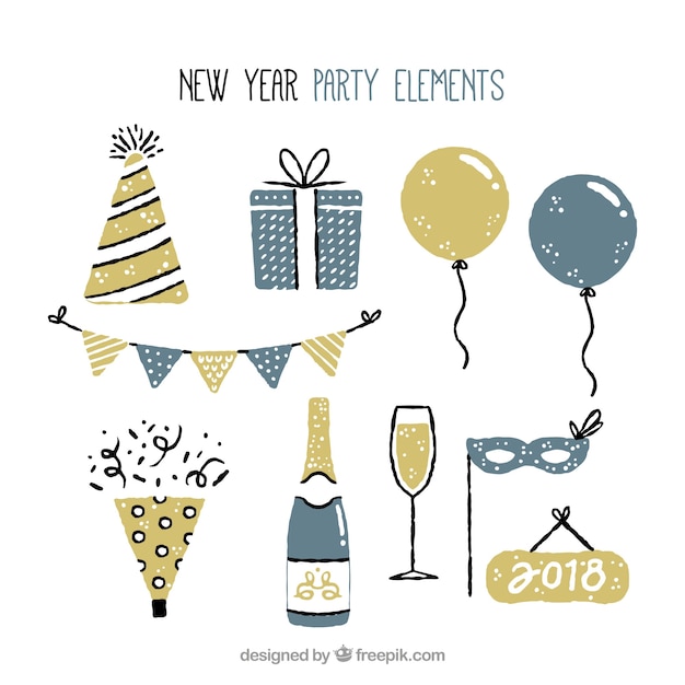 Free Vector | Collection of new year celebration element