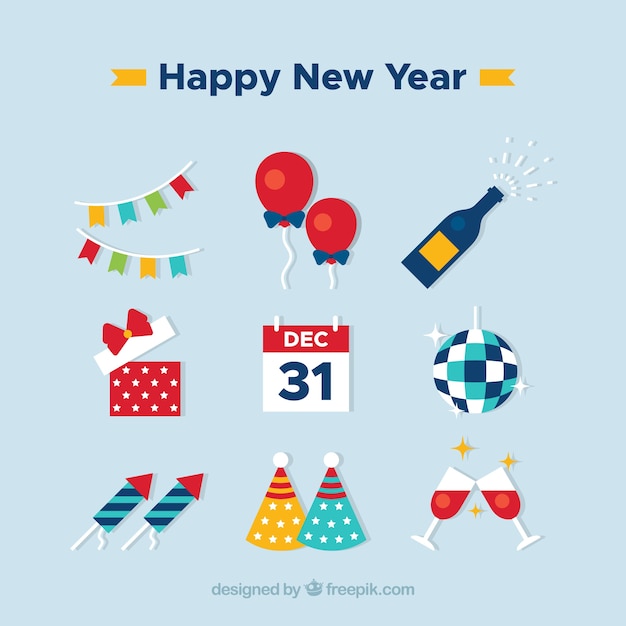 Free Vector | Collection of new year celebration element