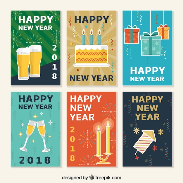 Free Vector | Collection of new year greeting cards