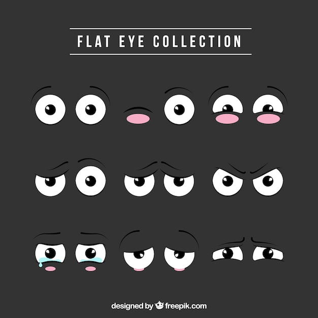 Collection of nice cartoon round eyes | Free Vector