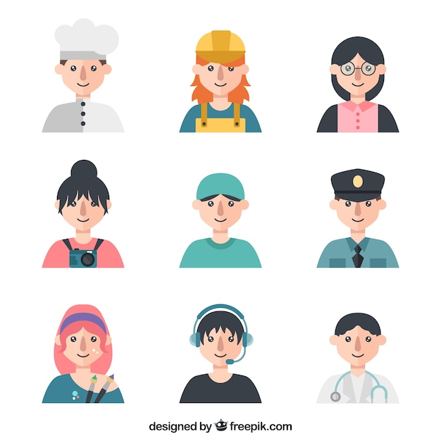 Collection of avatars with different\
professions