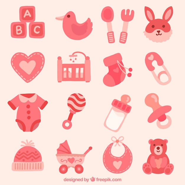 Download Collection of baby items Vector | Free Download