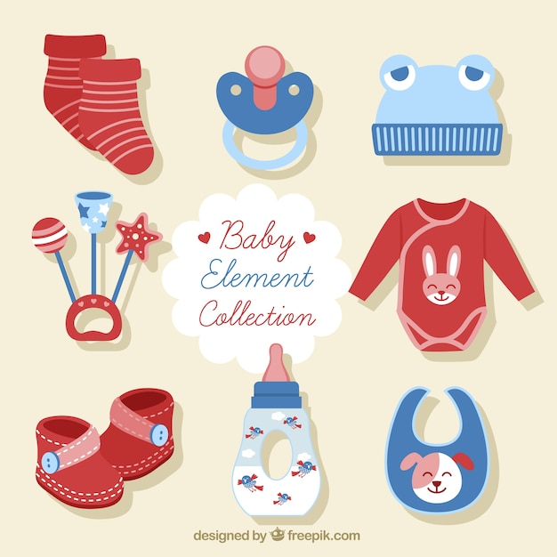 Download Collection of baby items Vector | Free Download