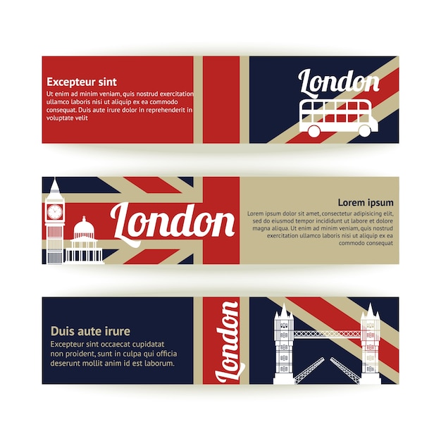 Download Collection of banners and ribbons with London landmark buildings isolated vector illustration ...