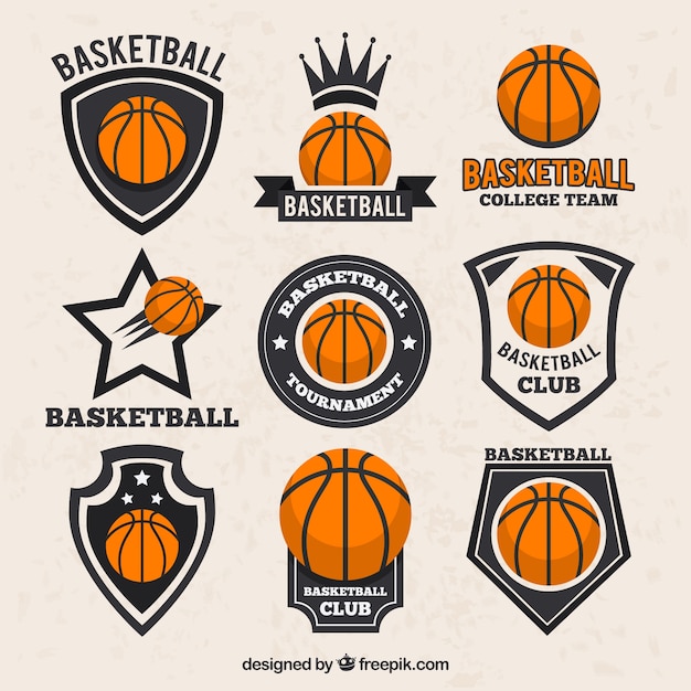 Collection of basketball stickers in vintage\
style