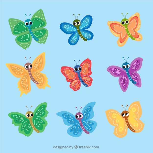 Collection of beautiful childish\
butterflies