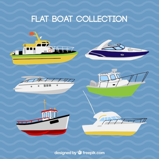 Collection of boats in flat design